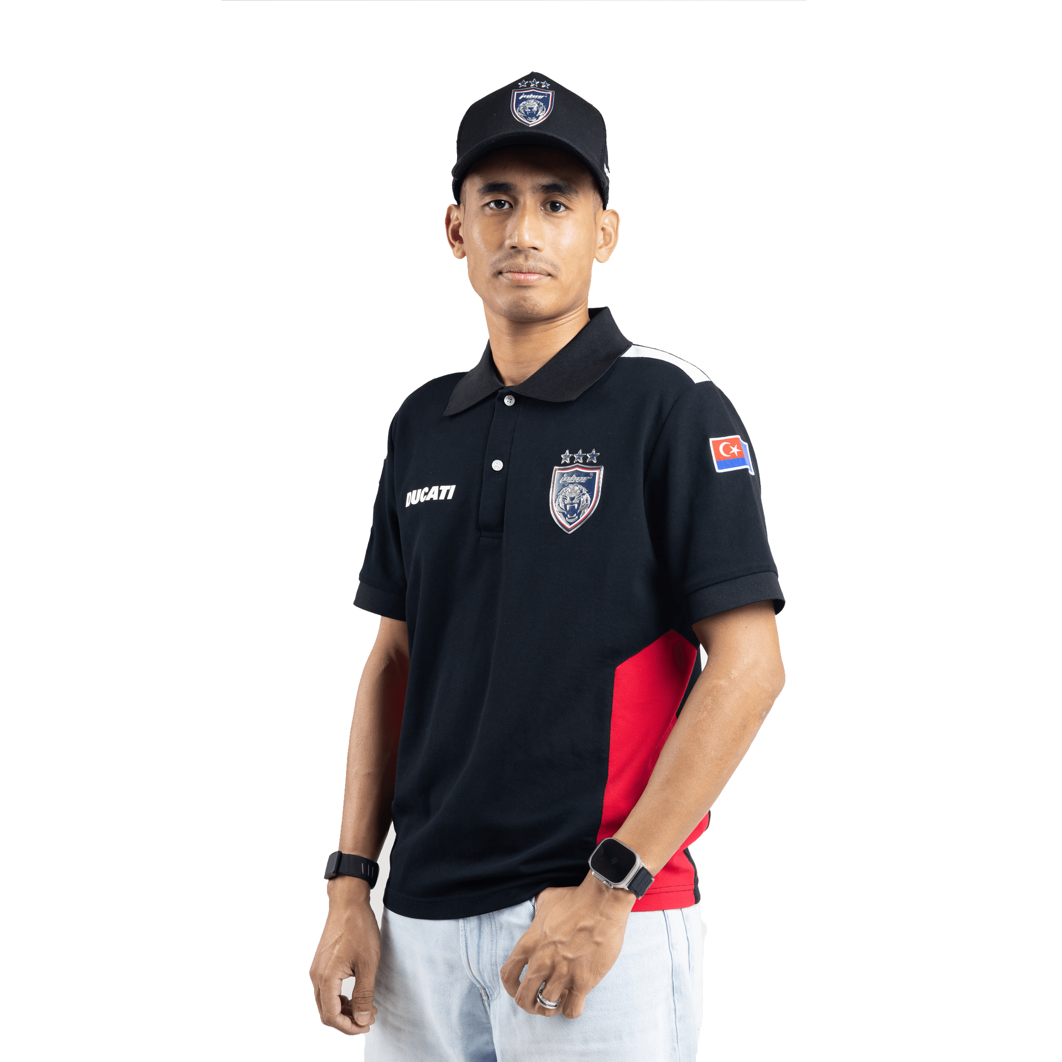 V3 Polo Shirt (Black/Red)