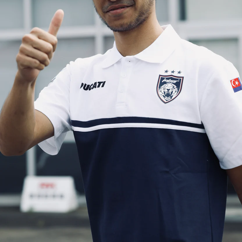 V4 Polo Shirt (White/Royal Blue)