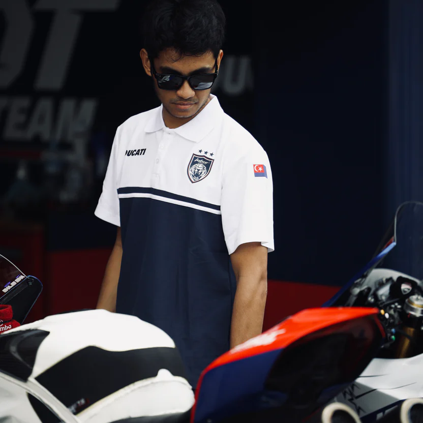V4 Polo Shirt (White/Royal Blue)